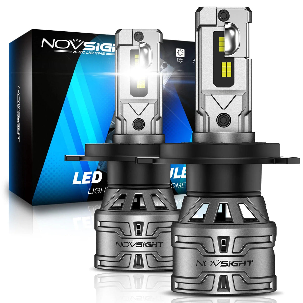 2X H4 9003 LED Headlight Bulbs for 20000LM 6500K