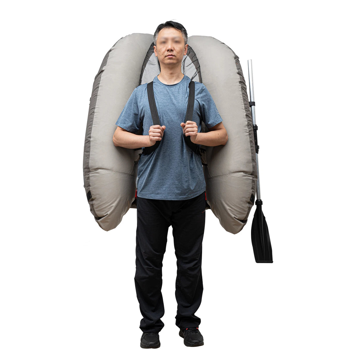 Portable Inflatable Fishing Boat Raft with Adjustable Backrest