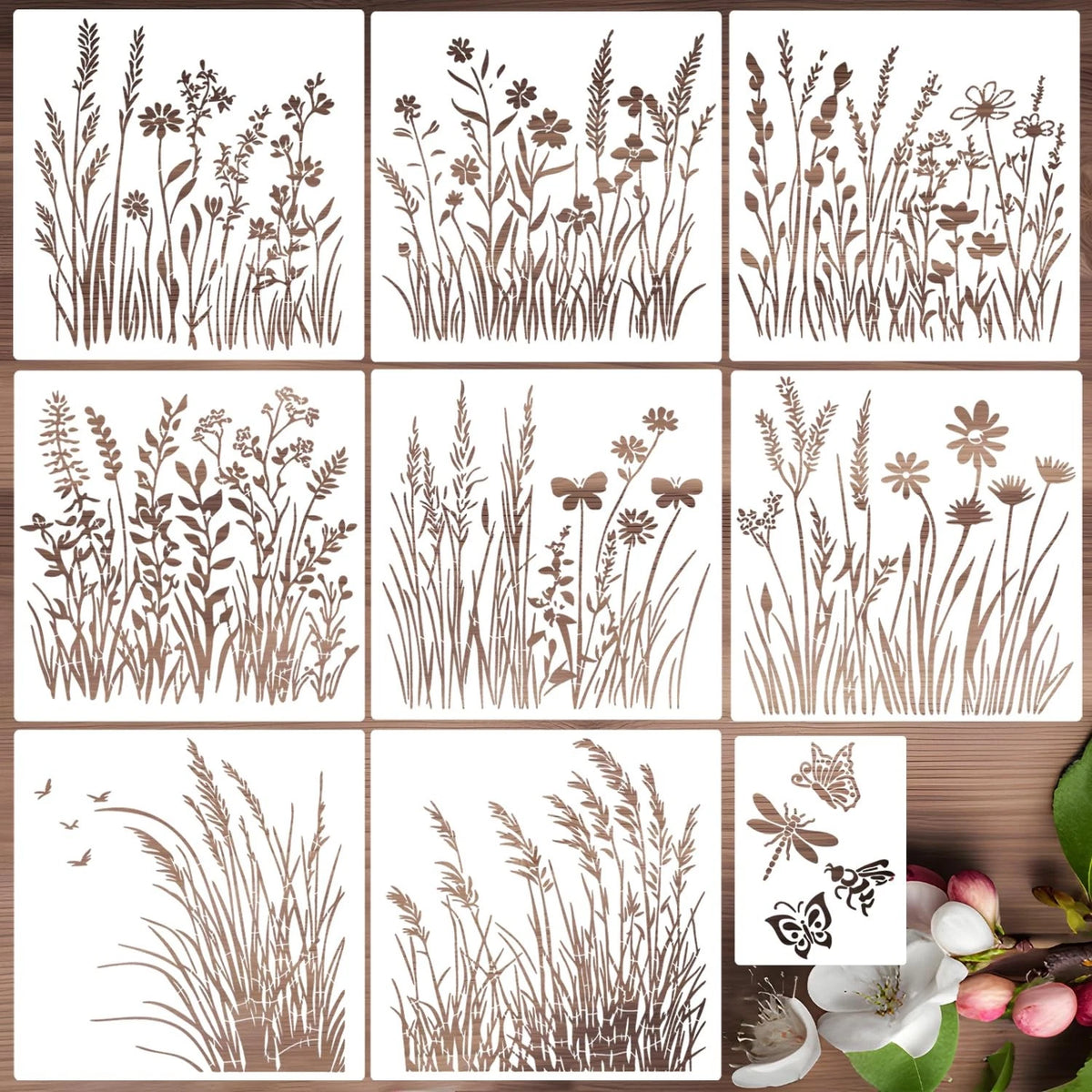Large Flower Stencils for Walls (Reusable Floral Stencils)
