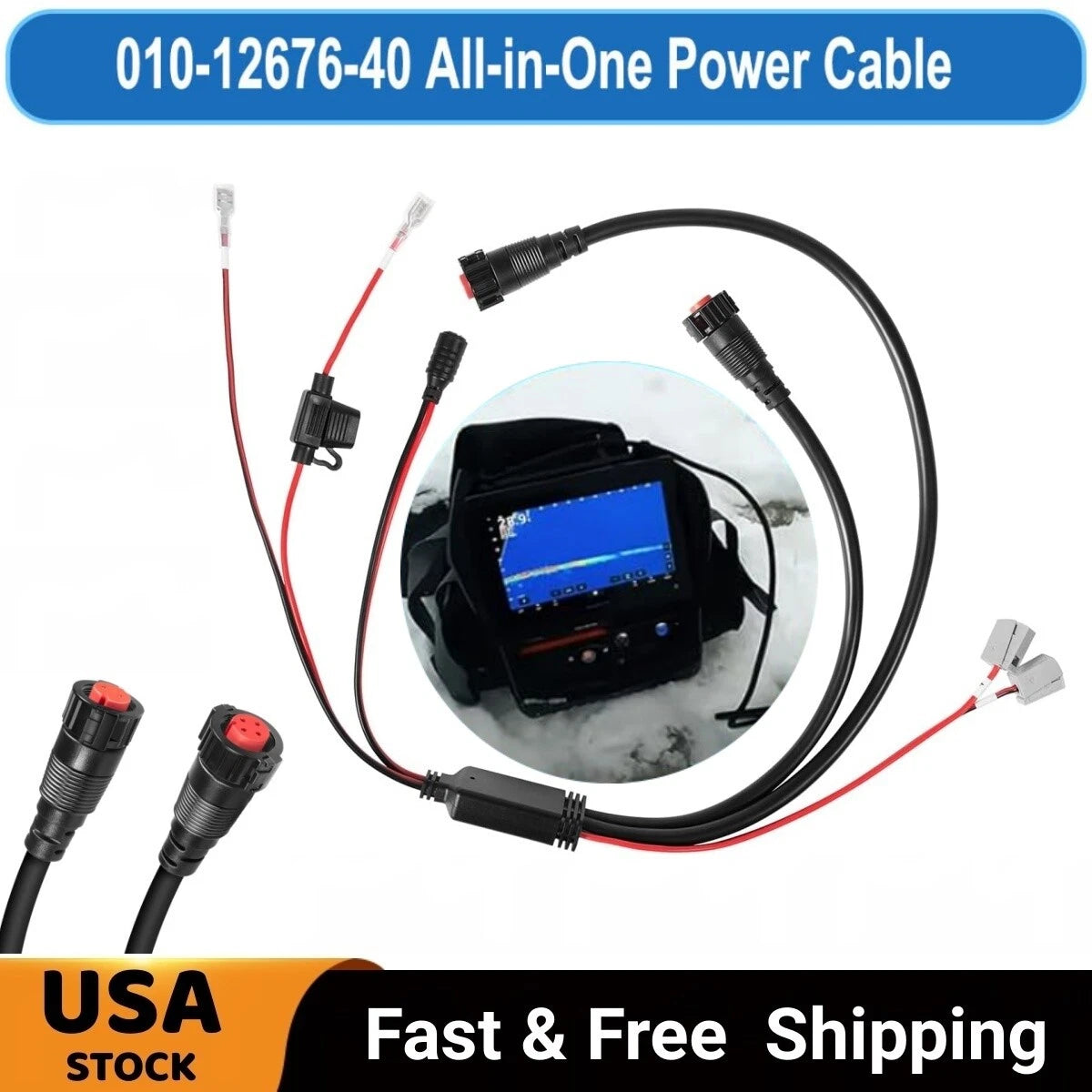 Power Cable for Garmin Panoptix LiveScope Transducer ECHOMAP