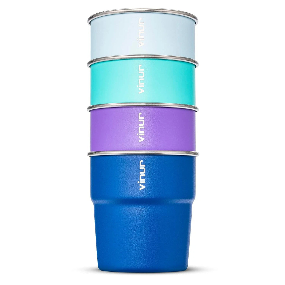 Set of 4 Stackable Stainless Steel Tumbler Cups for Reusable Drinking