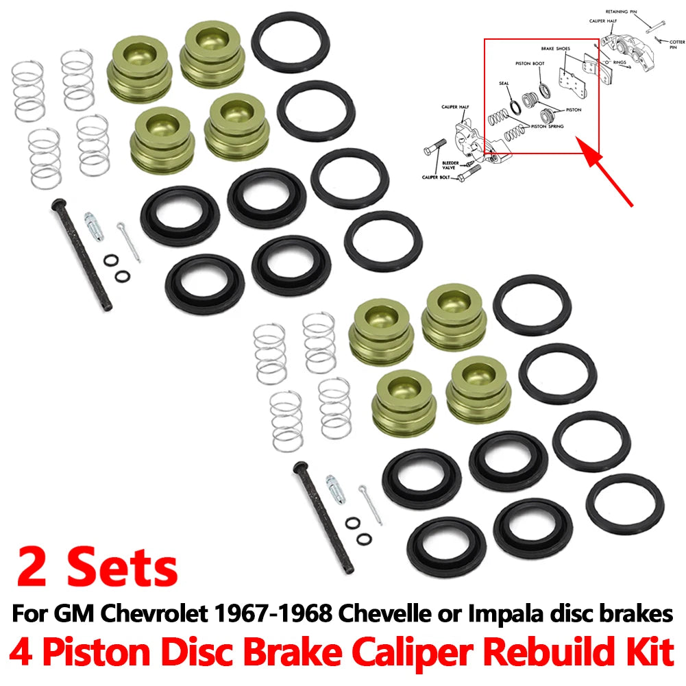 2 Sets of Piston Disc Brake Caliper Kit for GM (5456008, 5455946)