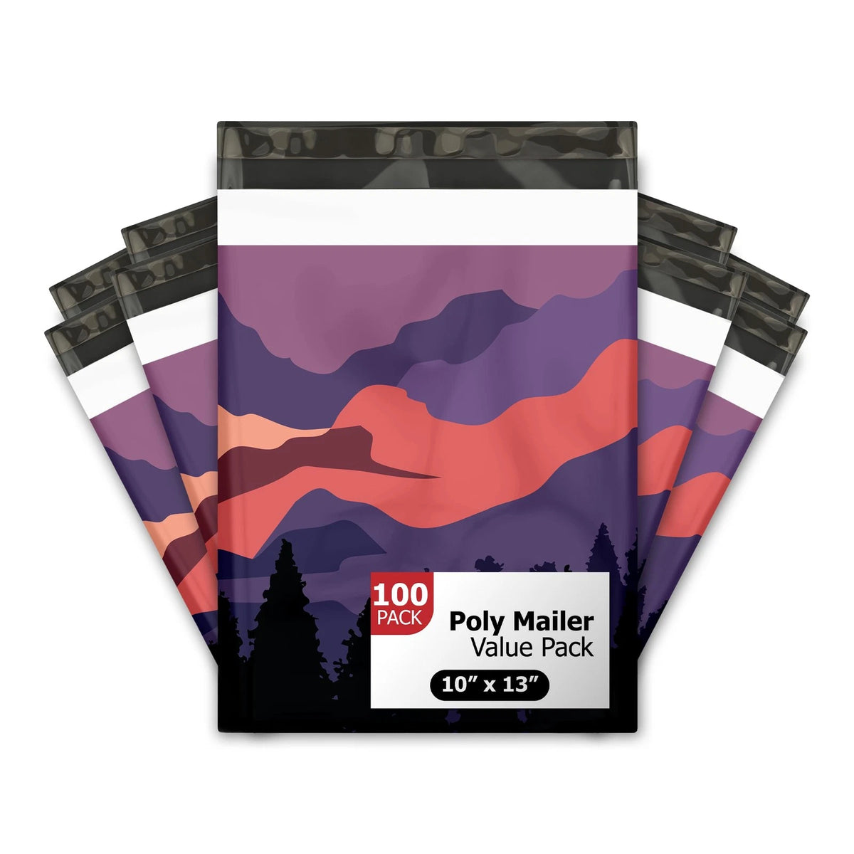 10x13 Poly Mailers for Mountain Sunset Summer Design (Waterproof, Self Seal)
