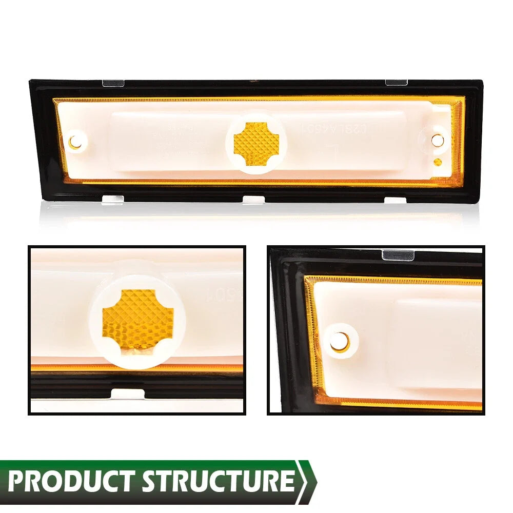 Pair Front Amber Signal Side Marker Lights for GMC Chevy Pickup Truck (1981–1991)
