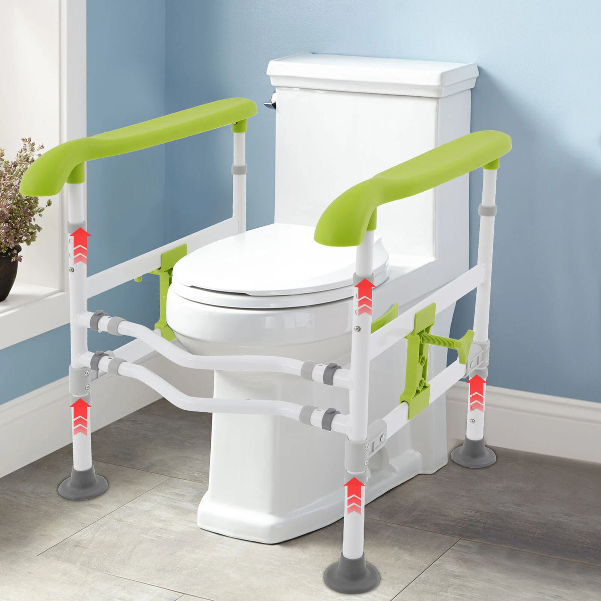 Toilet Safety Rails for Elderly (Adjustable, 300lbs Support)