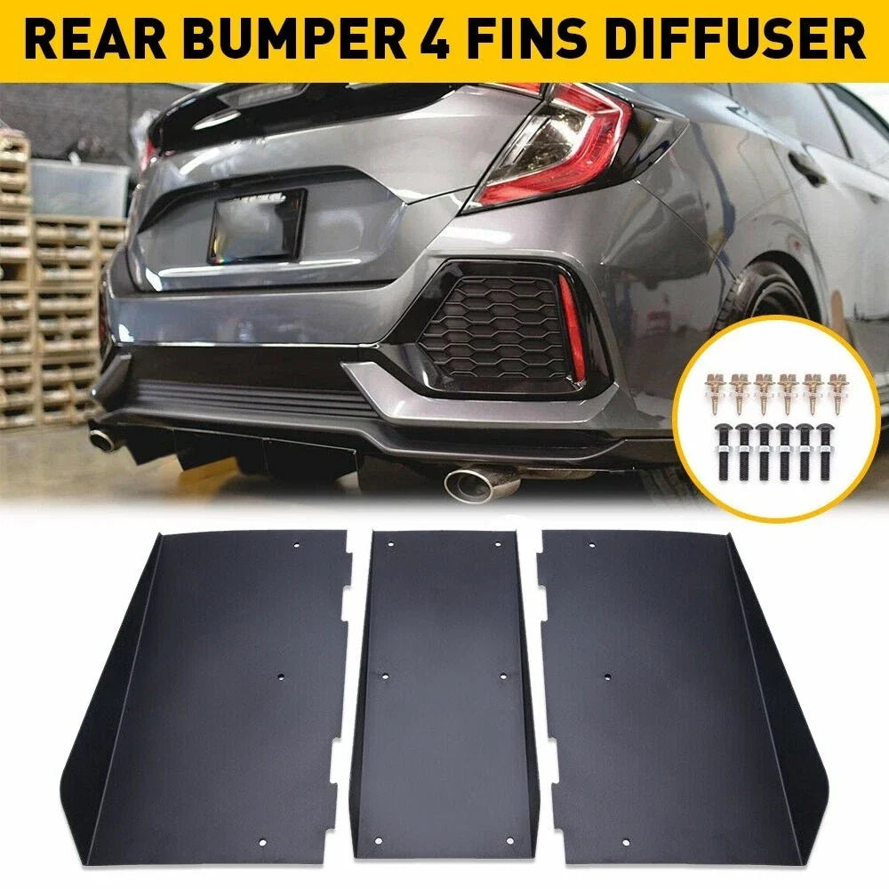 Rear Diffuser for Ford Mustang 4 Fins Bumper Splitter Lip
