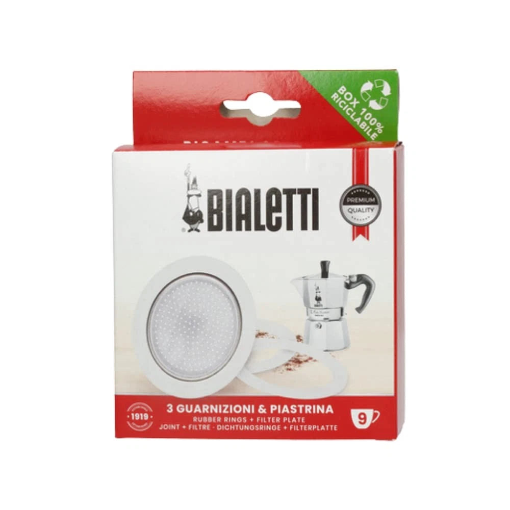Pack of 3 Gaskets + 1 Plate for Bialetti Tz.9 (9 Cups)