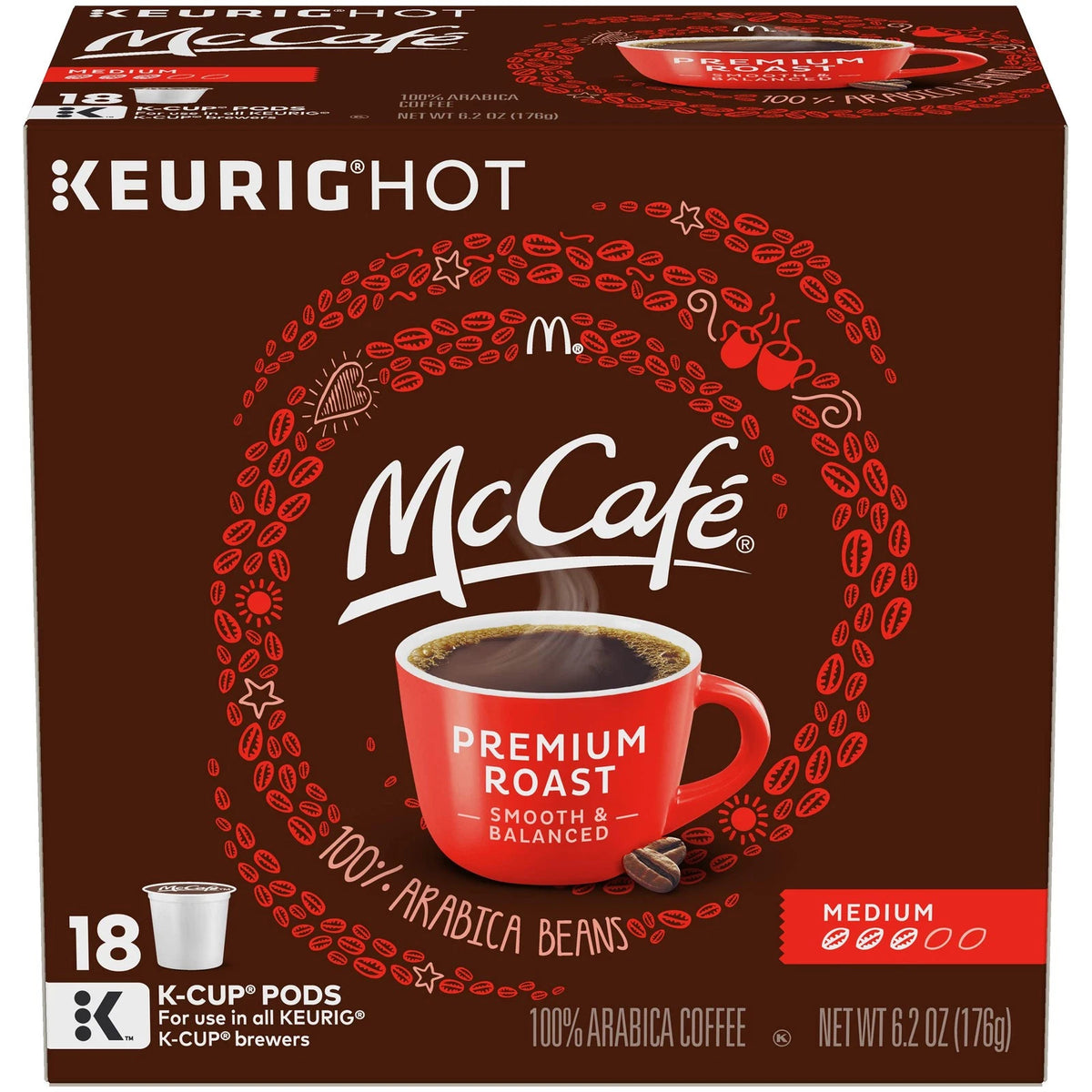 18 Count McCafe Premium Roast Keurig K Cup Coffee Pods