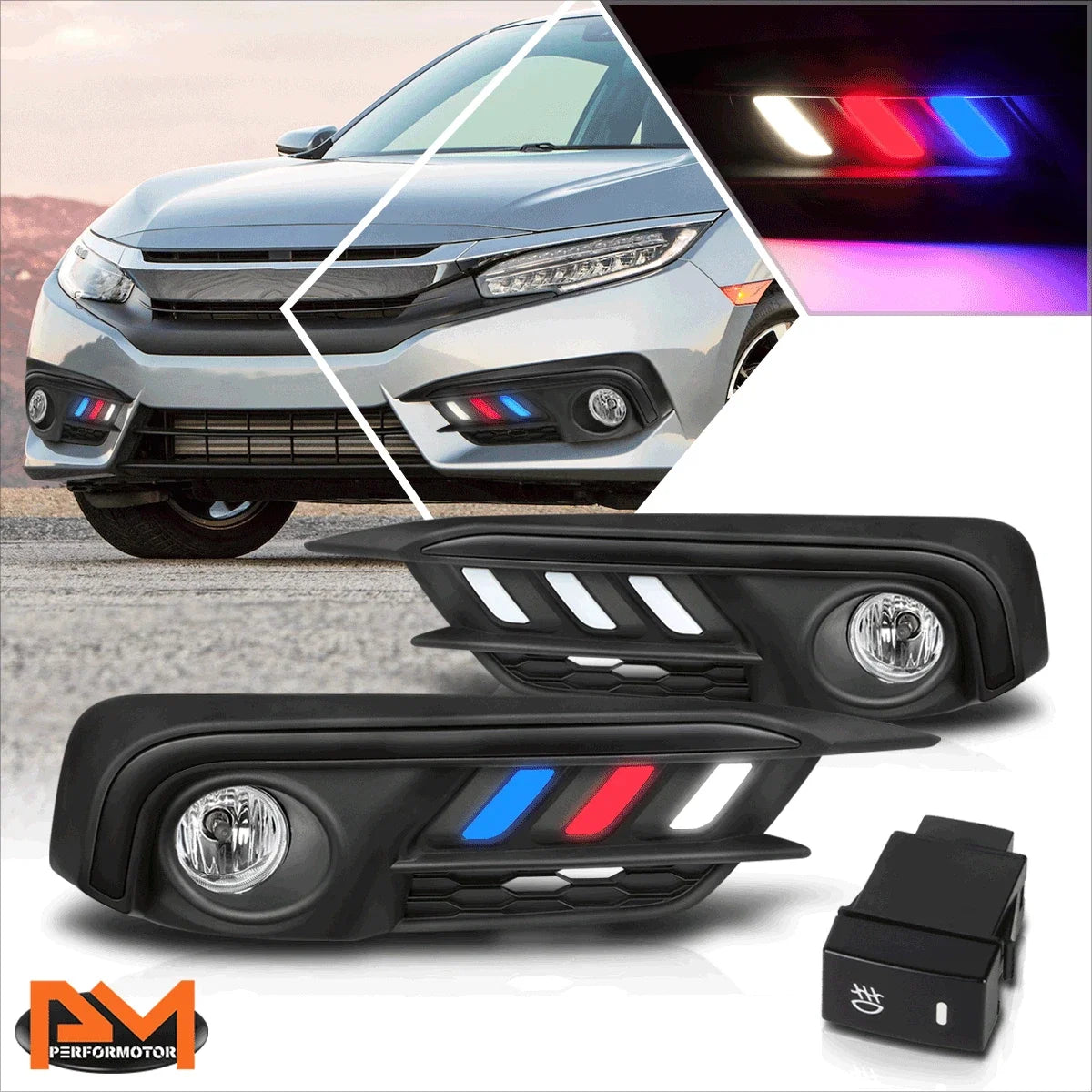 LED Fog Lights with Bezel for Honda Civic (2016–2017)