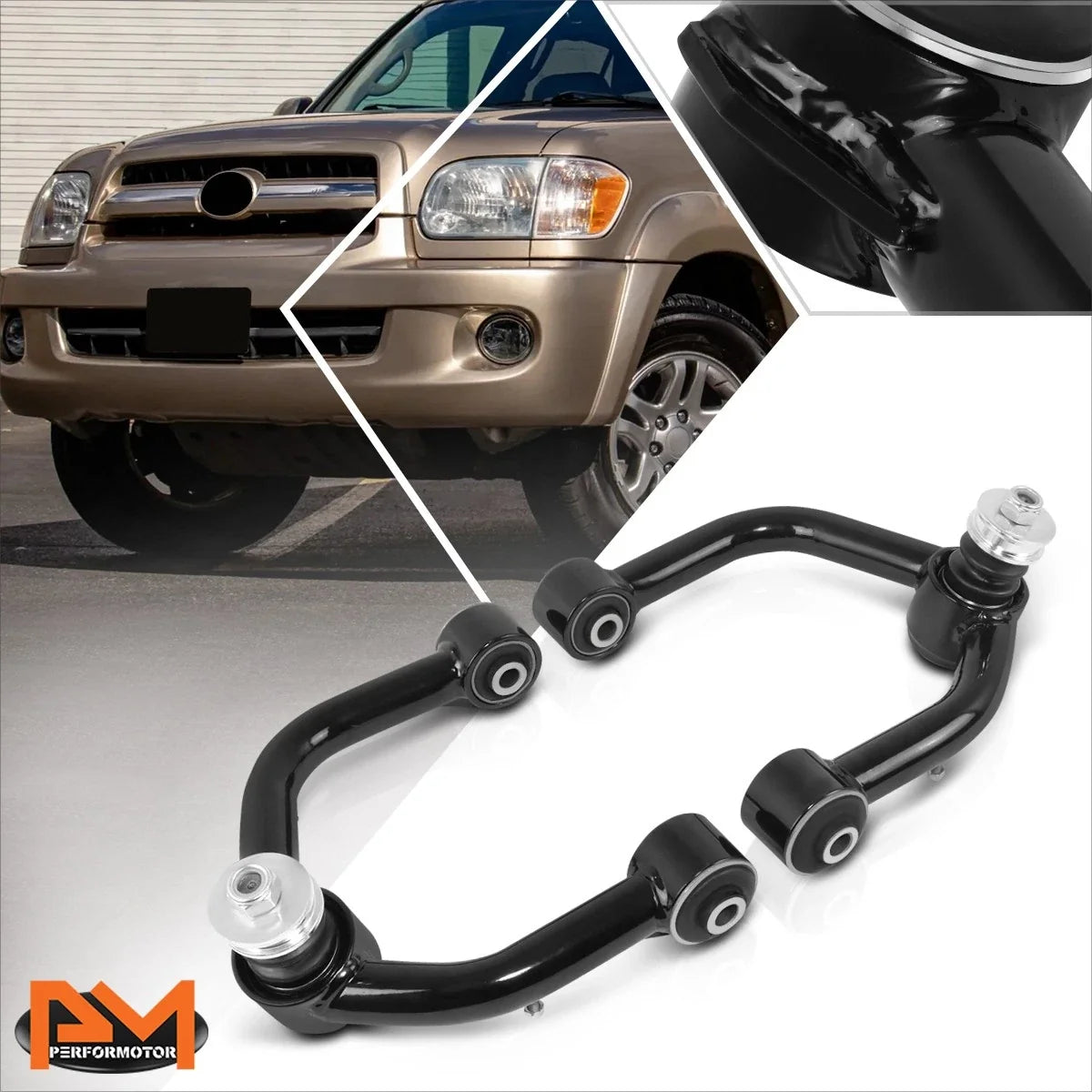 2X Front Upper Tubular Control Arms for Toyota Sequoia Tundra (2000–2007)