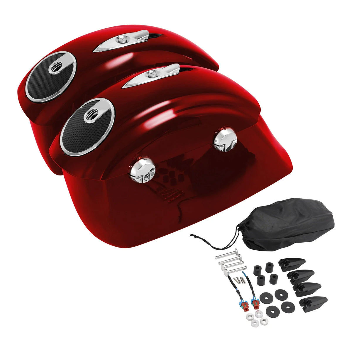 Red Hard Saddlebags for Indian Springfield (2016–2025) - Electronic Latch, Audio Lid