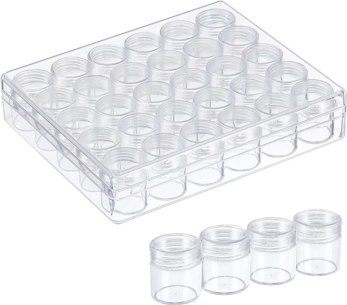 Set of 30 Clear Plastic Bead Storage Containers 1.15 x 1 Inch