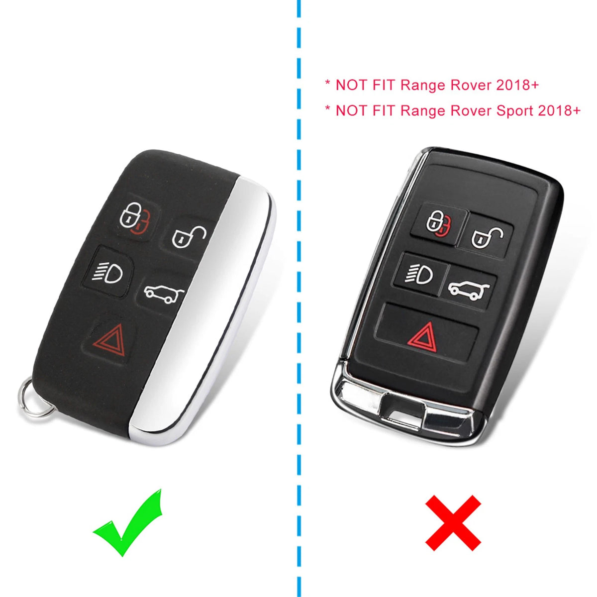 Leather Silicone Car Key Case Cover for Range Rover (2010–2023)