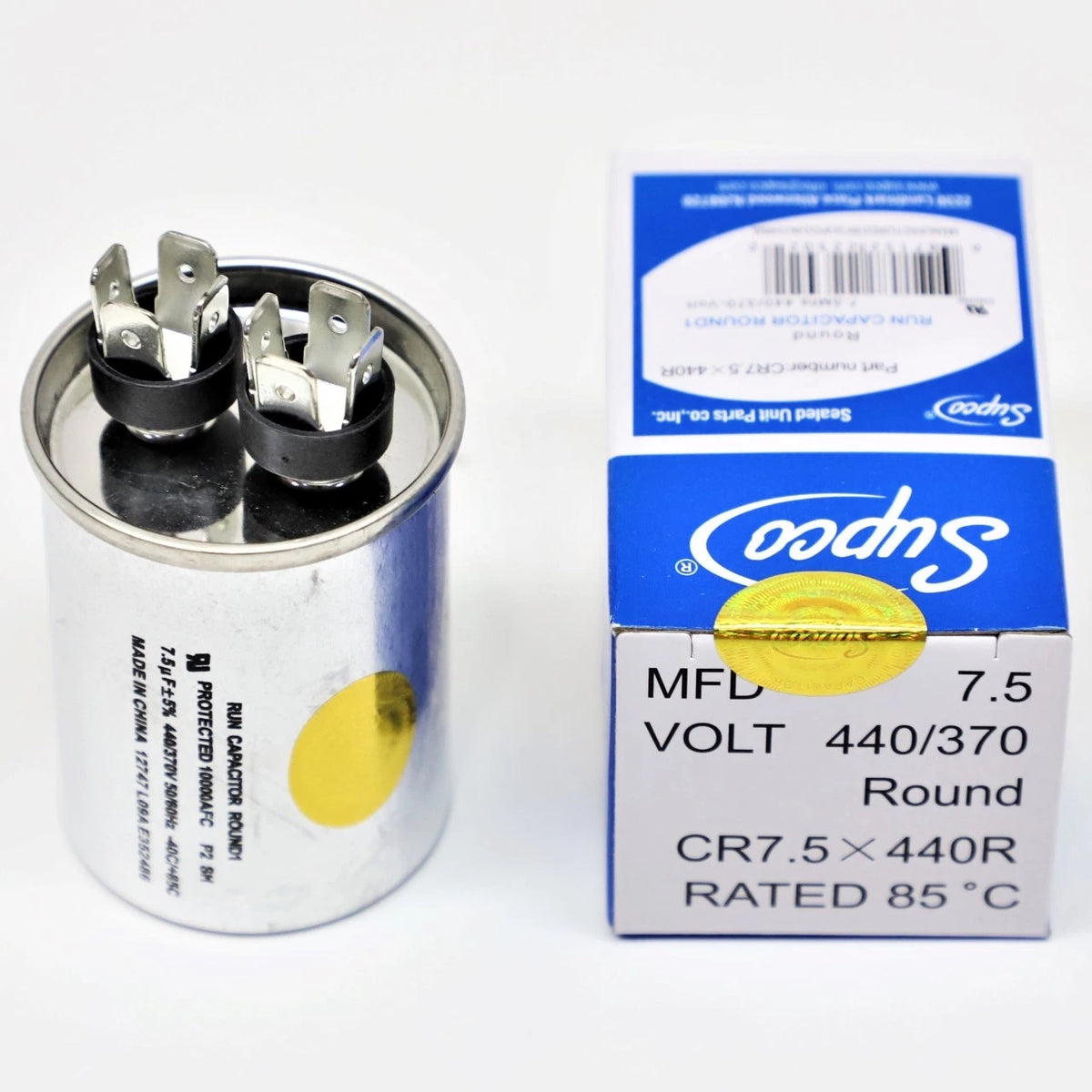 7.5 MFD Round Run Capacitor for HVAC Motor (CR7.5X440R)