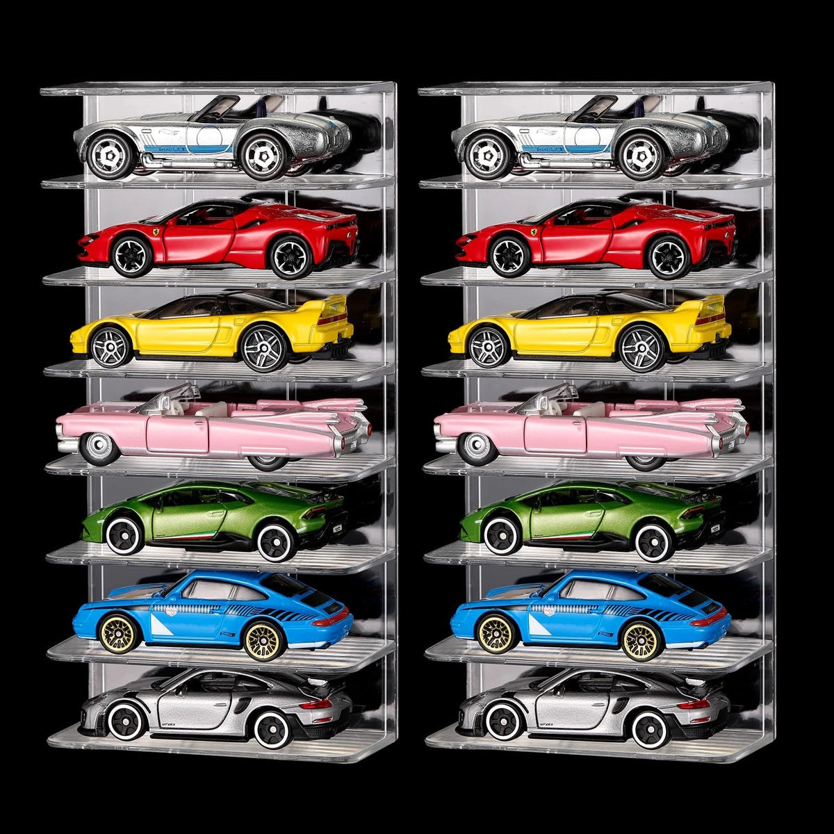 2X Display Case for 1/64 Scale Model Cars - Acrylic, Transparent