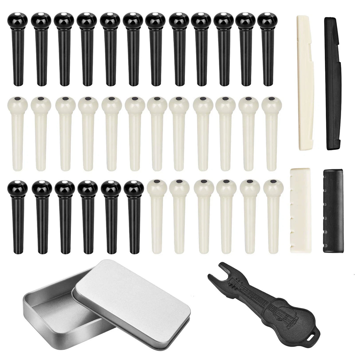 36PCS Acoustic Guitar Bridge Pins Pegs with Saddle Nut and Bridge