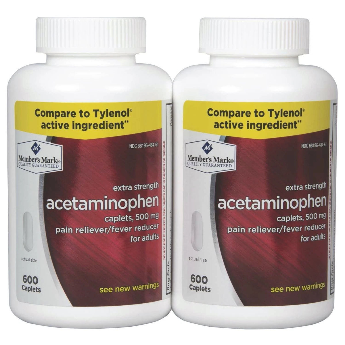 Set of 2 Acetaminophen 1200 Caplets for Pain Relief
