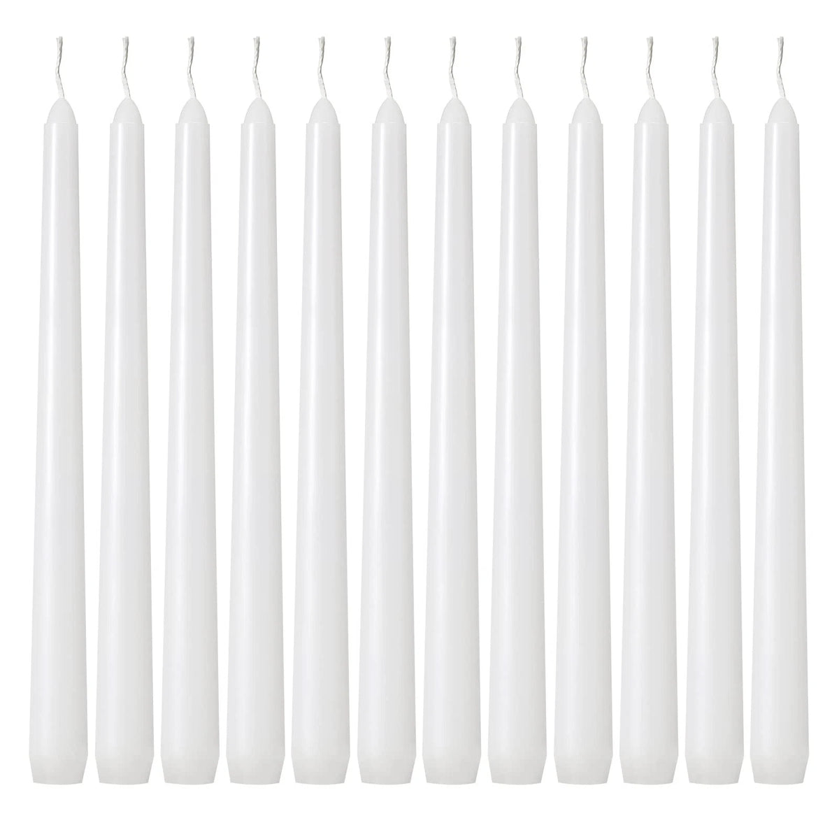 Set of 24 Dripless 10 Inch White Taper Candles for Home Decor