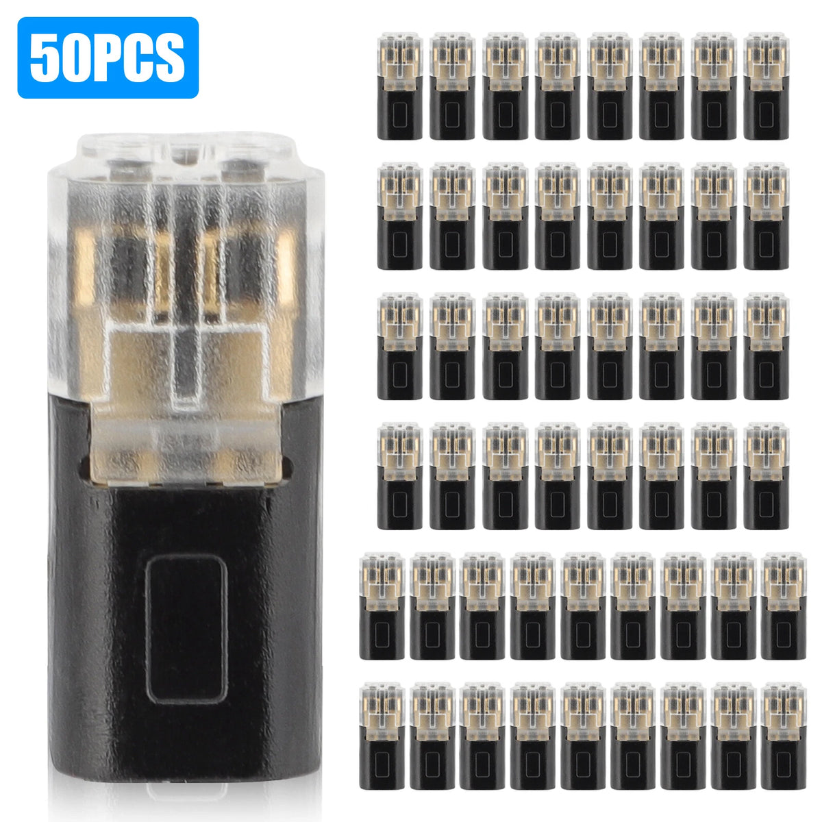 50 PCS Double-Wire Plug-in Connector, Cable Clamp Locking Buckle, AWG 18-22