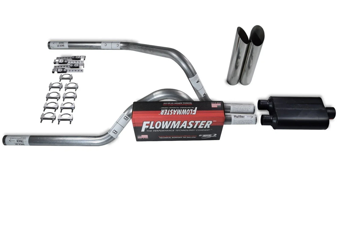 2.5" Dual Exhaust Kit for Dodge Dakota (1987–1996) - Flowmaster Super 44, Slash Tips