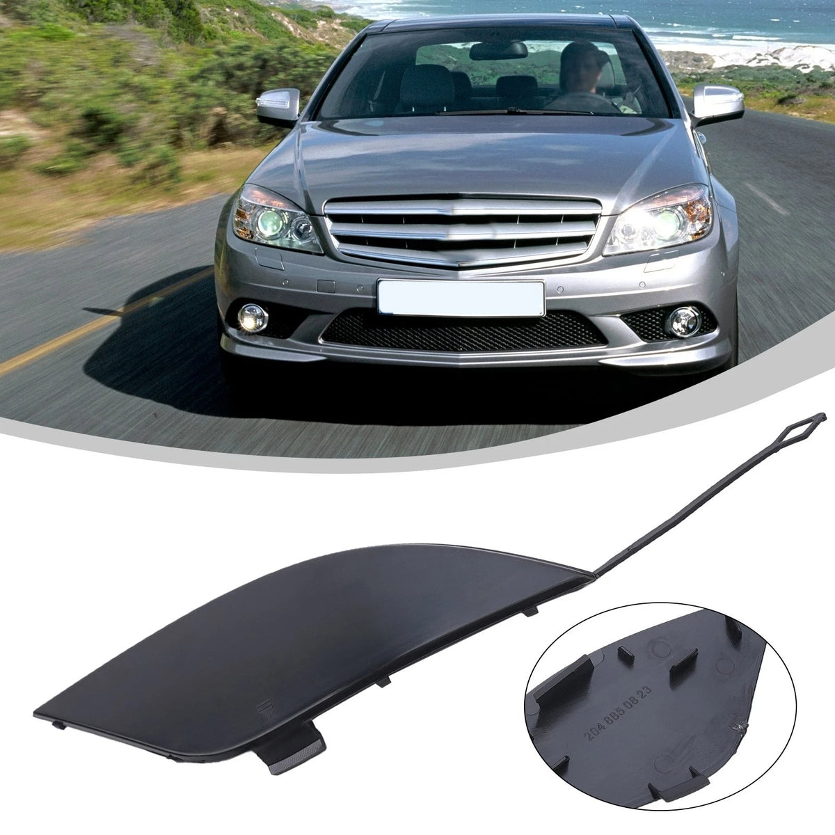 Rear Bumper Tow Hook Cover for Benz C-Class W204 Saloon (2007–2011)