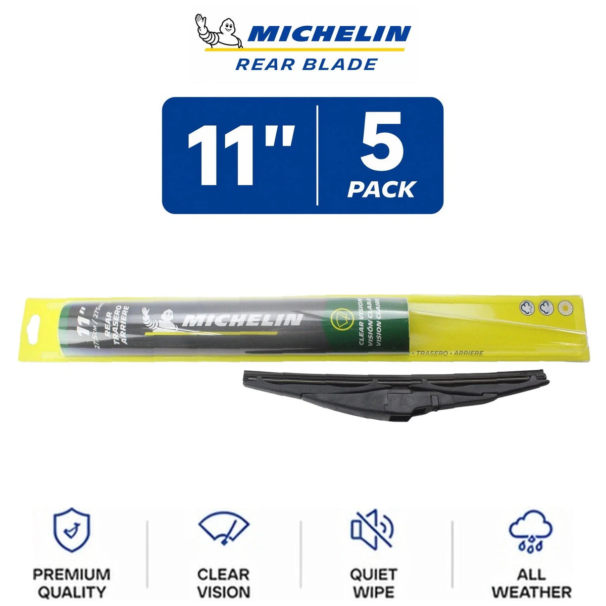 Set of 5 Michelin Rear Wiper Blades for Curved-Fit Vehicles