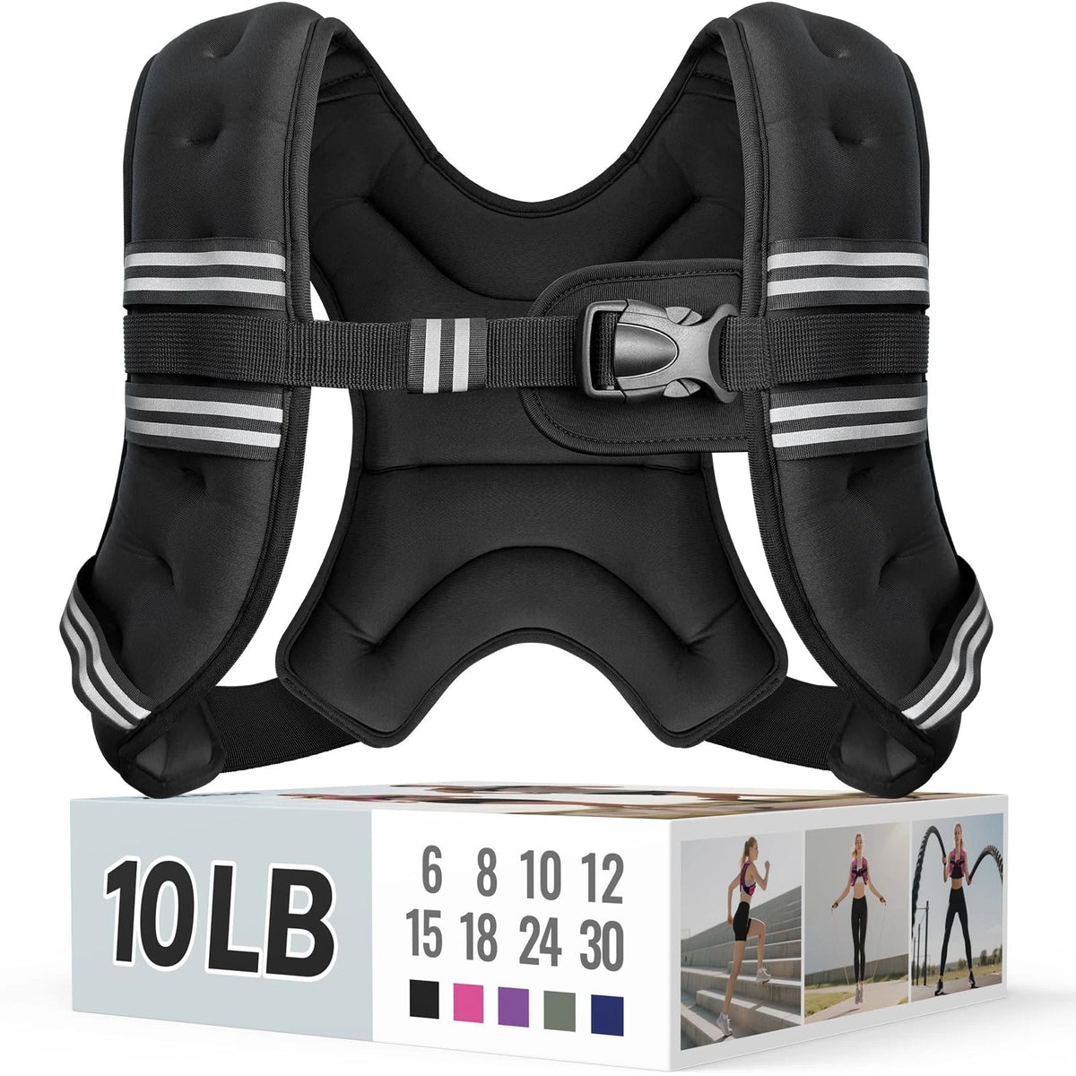 Weighted Vest for Women & Men with Reflective Stripe (10 lb)