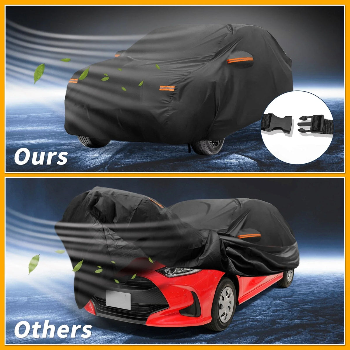 Waterproof Car Cover for Toyota Yaris (210D-PU, Black, All Weather)