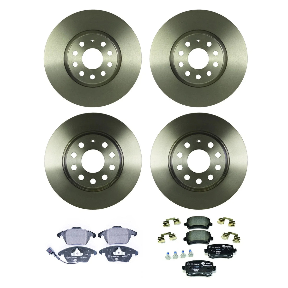 Brake Rotor & Low-Met Pad Kit for Audi A3, VW Eos, GTI, Jetta, Passat (2006–2016)