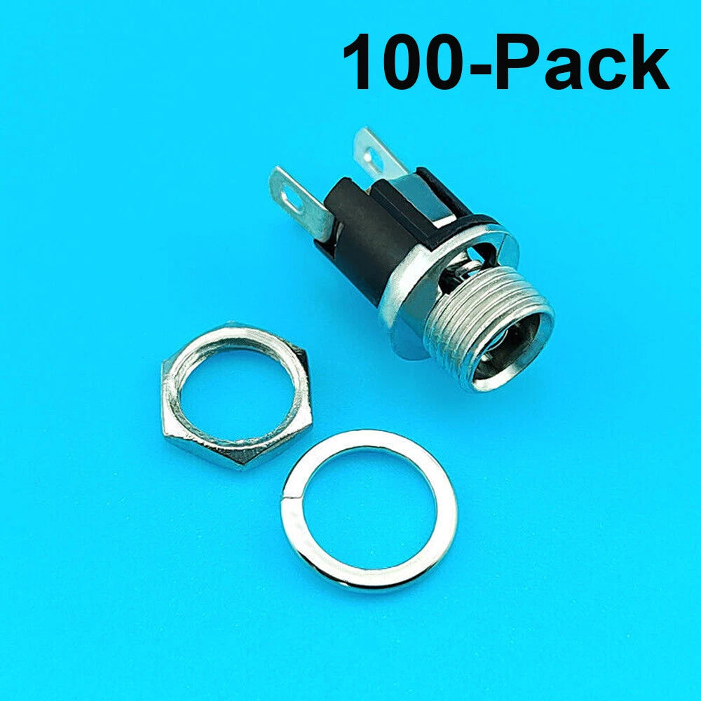 100x DC Power Socket Mount 3-Pin 5.5 x 2.1mm for Universal Use