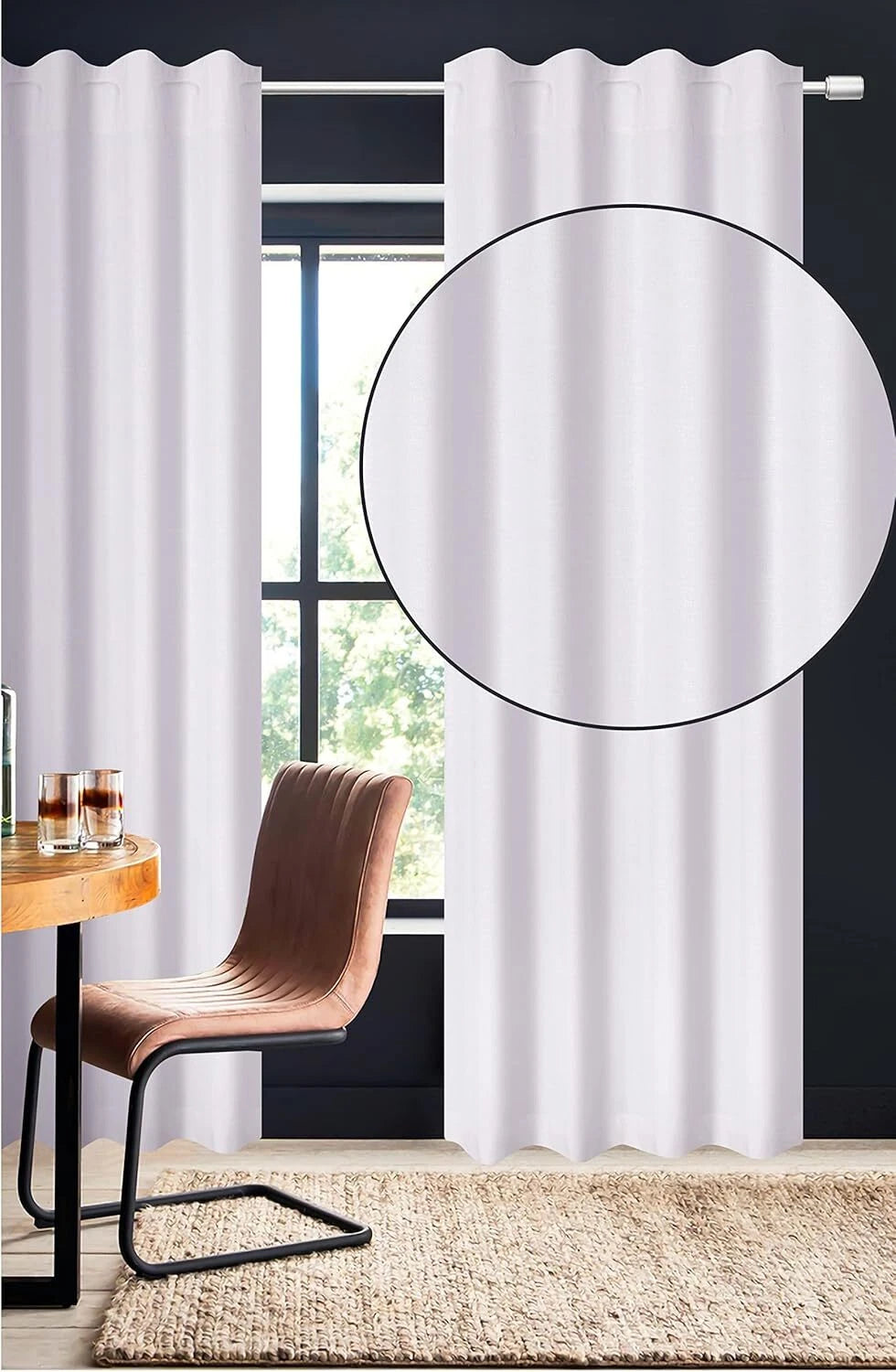 Pack of 2 White Curtains 50"W x 84"L for Home Decor