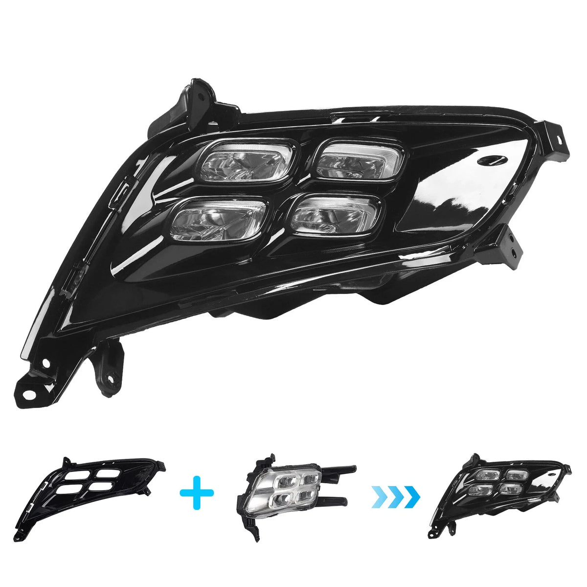 Set of 2 Fog Lights for Kia Optima (2014–2015) with LED DRL Bezel