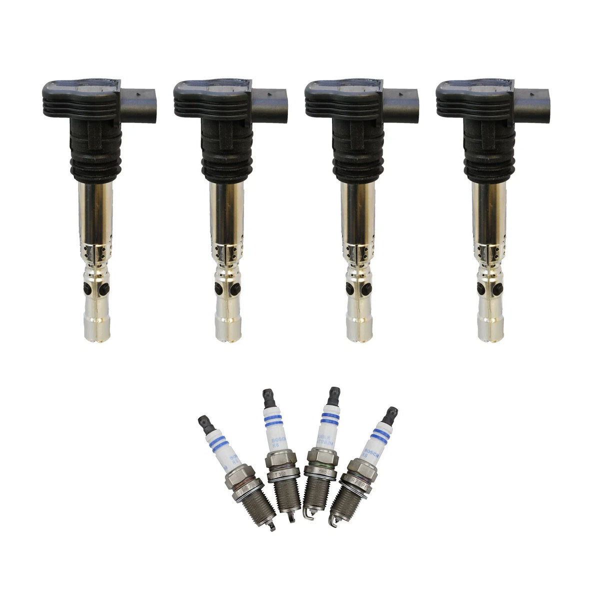 Set of 4 Ignition Coils & Spark Plugs for Audi A4, TT, VW Jetta, Passat (L4)