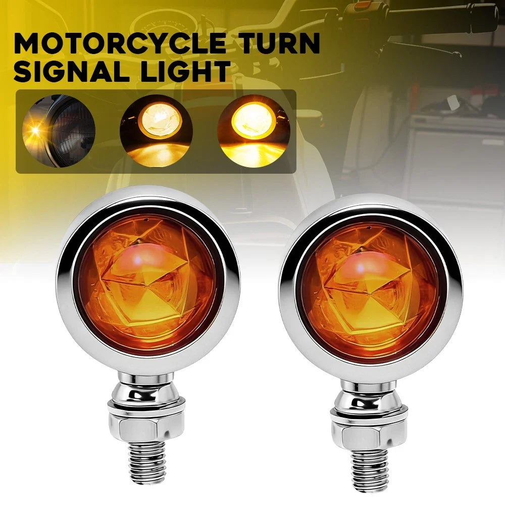 Bullet Turn Signals for Motorcycle (10mm Thread, Amber, 3 Wires)