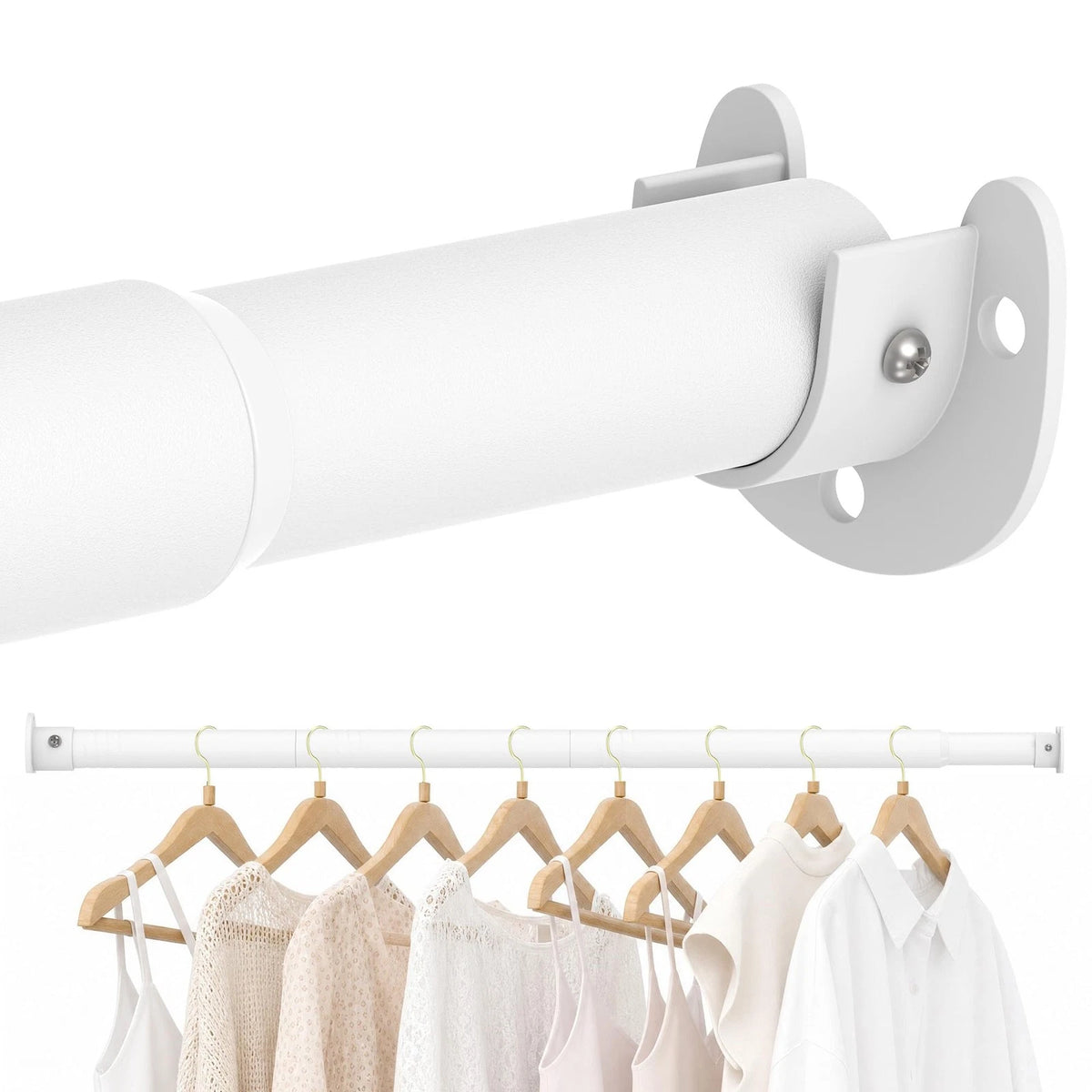 Adjustable Heavy-Duty Closet Rod 17-87 Inch for Hanging Clothes