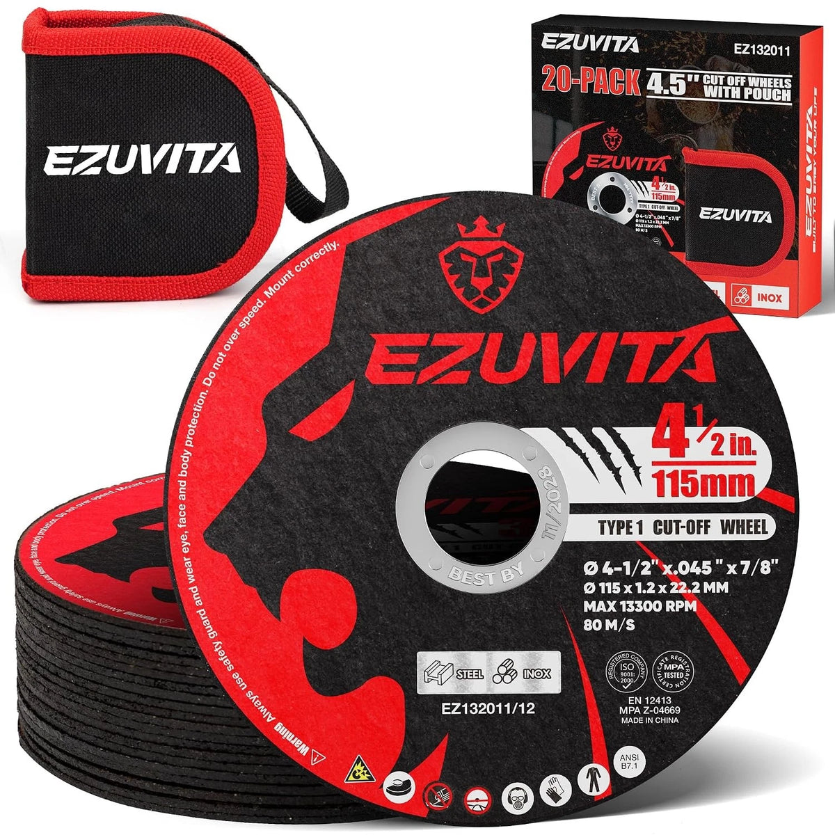 20-Pack 4-1/2" Ultra Thin Cut Off Wheels for Fast Cutting Discs