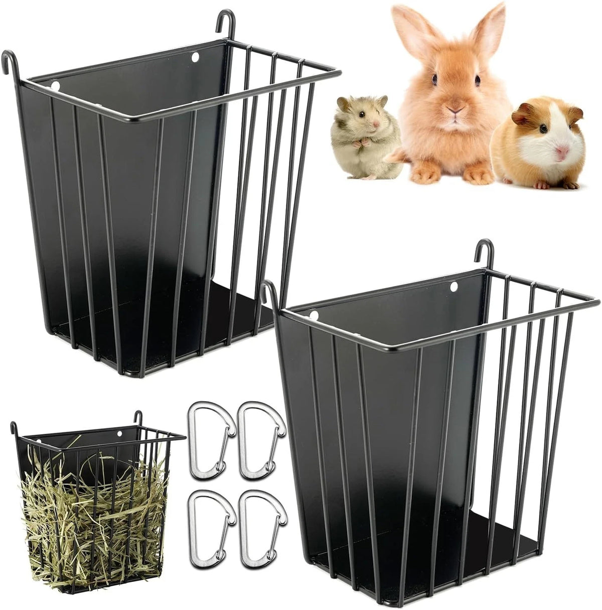 2X Metal Frame Hay Rack for Rabbit Guinea Pig (Adjustable)