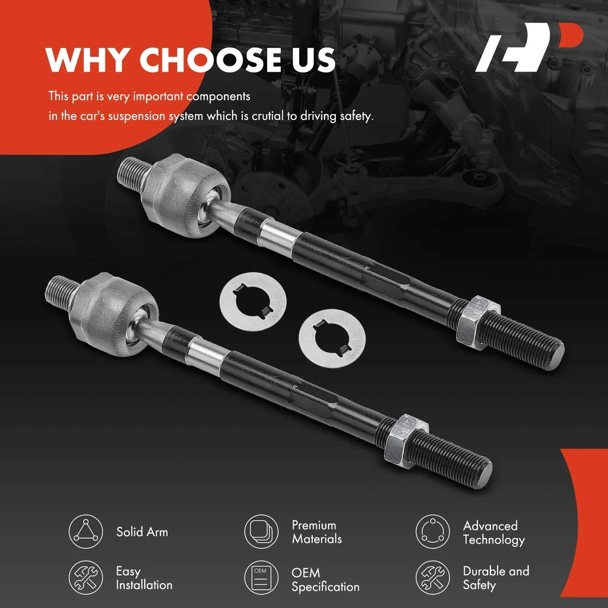 2X Inner Steering Tie Rod End for Hyundai Tucson (2005–2009) Kia Sportage