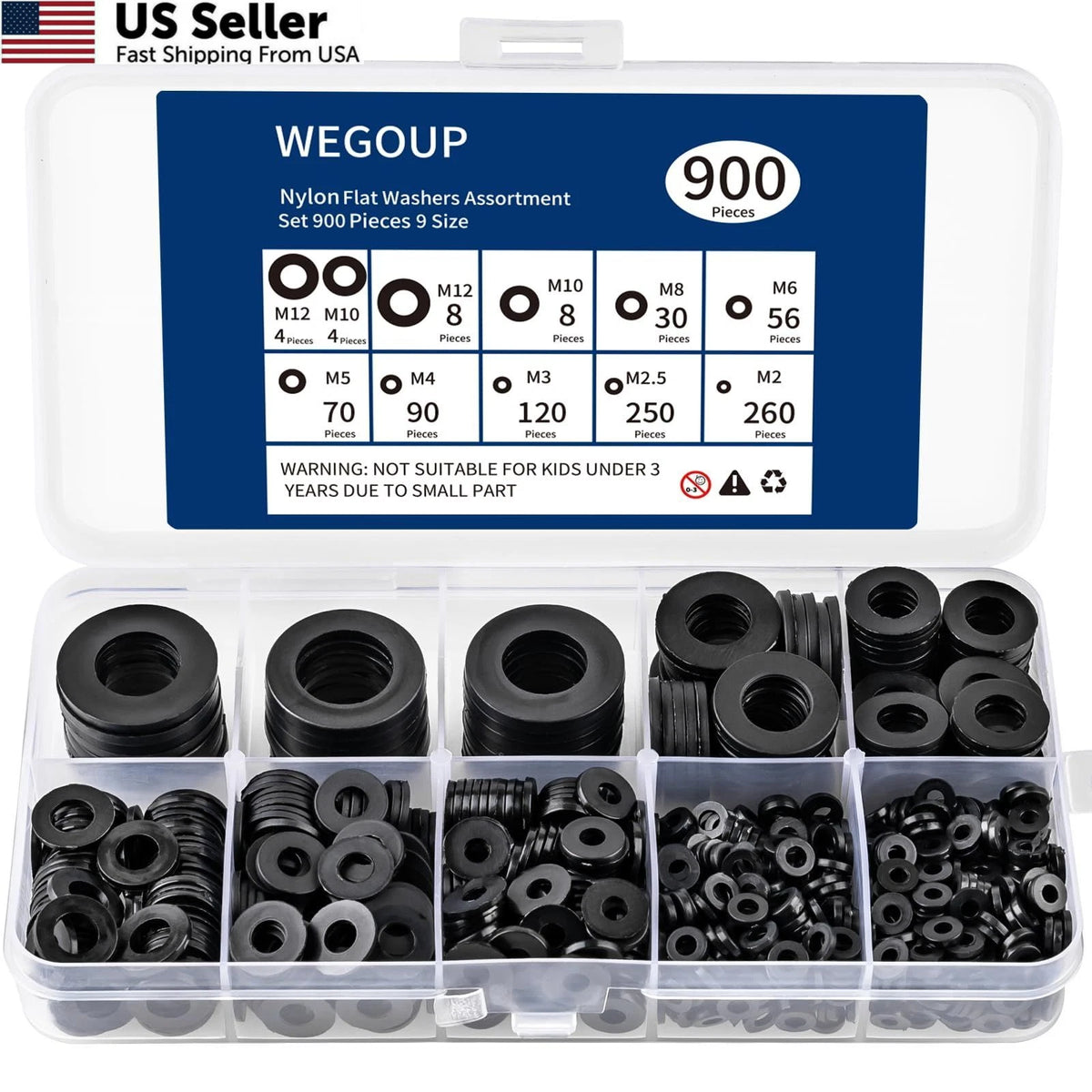 900-Piece Metric Screw Set M2 to M12 - Black