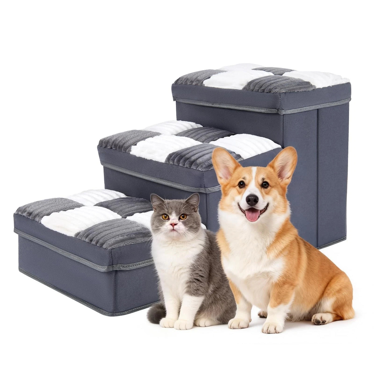 3-Step Dog Stair for Pet Use (200LBS Capacity) - Foldable & Durable