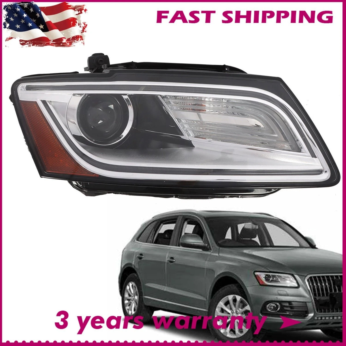 NON-AFS HID Xenon Headlight for Audi Q5 (2013–2017) 8R0941044E, 8R0941044B