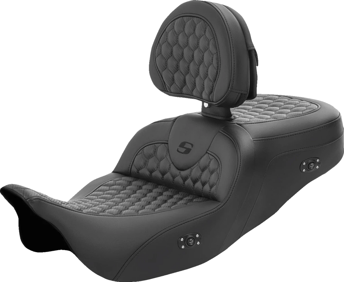 SADDLEMEN RoadSofa Seat for FL (2008–2023) - Honeycomb, Heated, Backrest