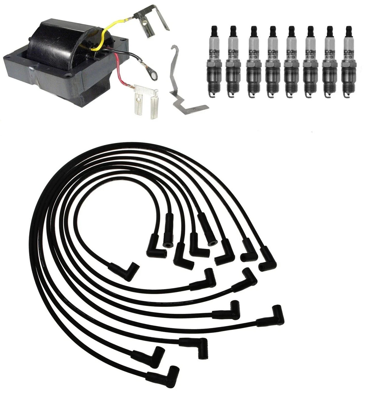 Ignition Wires & Spark Plugs Kit for Chevy C10 GMC C3500 V8 (1 Coil, .045")