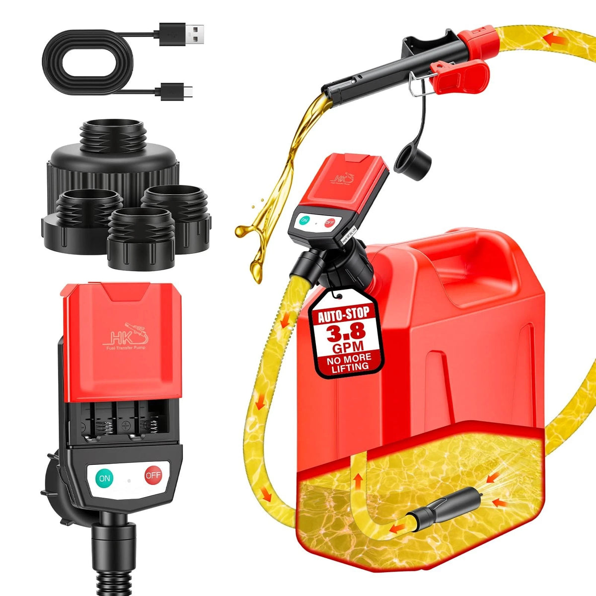 2nd Gen Fuel Transfer Pump for Auto-Stop, 3.8 GPM, 51" Hose