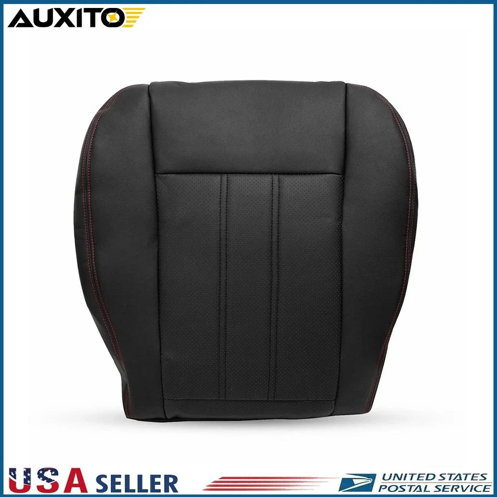 Left Front Bottom Seat Cover for Dodge Grand Caravan (2008–2020) Black Red Seam