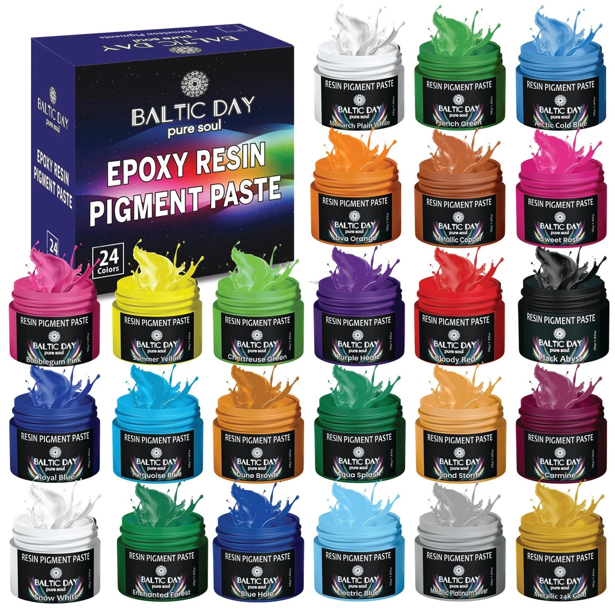 24 Opaque Pigment Pastes for Epoxy Resin (Color Set)
