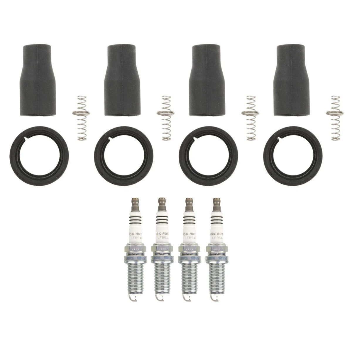 Set of 4 NGK Ruthenium HX Spark Plugs & Coil Boots for Forte Optima Sonata (L4)