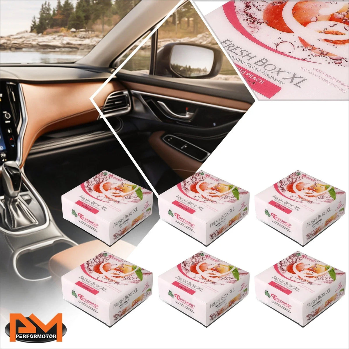 6x TreeFrog White Peach Air Freshener for Car/Office/Home