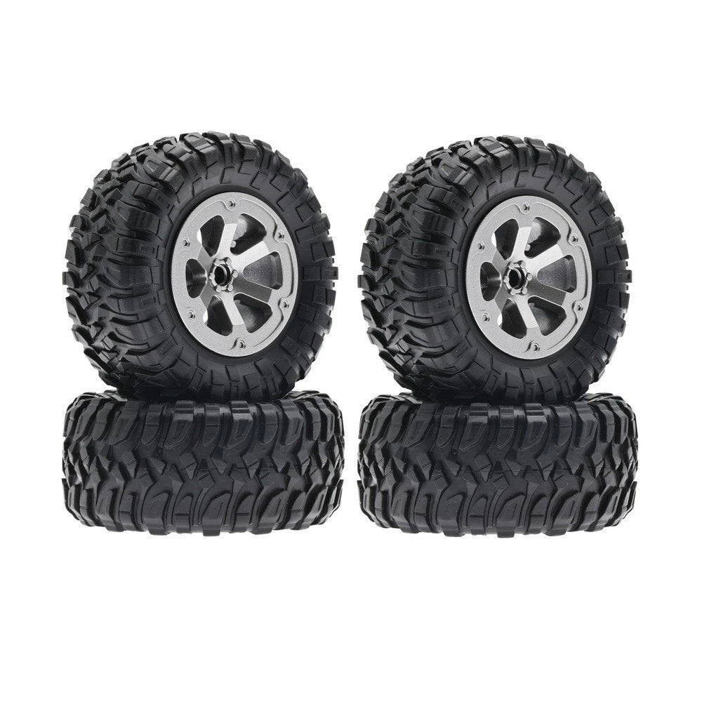 Set of 4 Rubber and Plastic Tires for WPL B14 C24 Military Truck