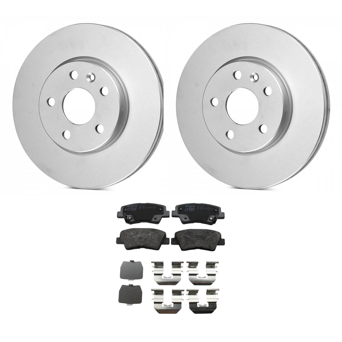 Set of 2 Bosch QuietCast Rear Rotors & TRW Pro Ceramic Pads for Accent Rio